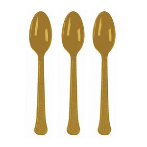 Amscan_OO Tableware - Spoons, Forks, Knives & Tongs Gold Gold Premium Plastic Spoons 20pk