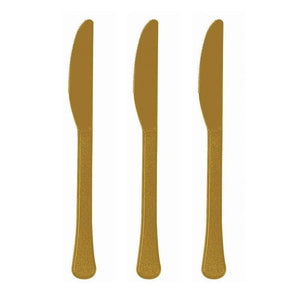 Amscan_OO Tableware - Spoons, Forks, Knives & Tongs Gold Magenta Premium Plastic Knives 20pk