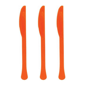 Amscan_OO Tableware - Spoons, Forks, Knives & Tongs Orange Orange Premium Plastic Knives 20pk