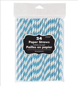 Amscan_OO Tableware - Straws Caribbean Blue Apple Red Paper Straws 19cm 24pk