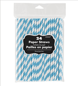 Amscan_OO Tableware - Straws Caribbean Blue Paper Straws 24Pk