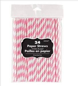 Amscan_OO Tableware - Straws New Pink Apple Red Paper Straws 19cm 24pk