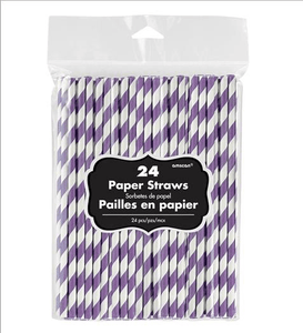 Amscan_OO Tableware - Straws New Purple Paper Straws 24Pk