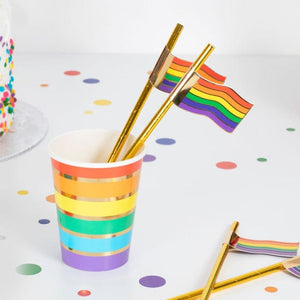 Tableware - Straws Rainbow Flag Gold Foiled Straws 16pk