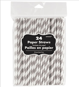 Amscan_OO Tableware - Straws Silver Paper Straws 24Pk