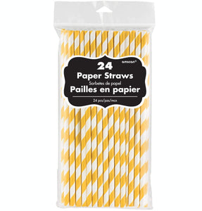 Amscan_OO Tableware - Straws Yellow Sunshine Paper Straws 24Pk