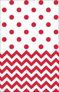 Amscan_OO Tableware - Table Covers Apple Red Chevron Plastic Tablecover 1.37 x 2.59m Each