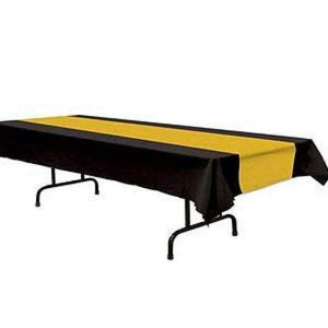 Amscan_OO Tableware - Table Covers Awards Night Black & Gold Striped Tablecover 137cm x 274cm Each