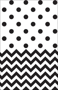 Amscan_OO Tableware - Table Covers Black & White Chevron Plastic Tablecover 1.37 x 2.59m Each