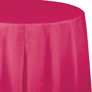 Amscan_OO Tableware - Table Covers Bright Pink Apple Red Plastic Round Tablecover 2.1m Each