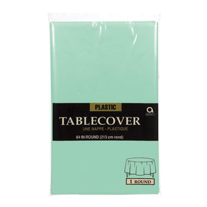 Amscan_OO Tableware - Table Covers Cool Mint Festive Green Plastic Round Tablecover 2.1m Each