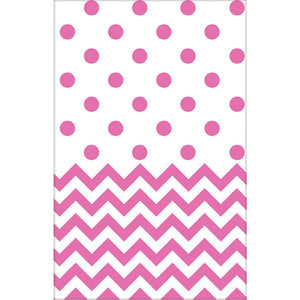 Amscan_OO Tableware - Table Covers New Pink Chevron Plastic Tablecover 1.37 x 2.59m Each