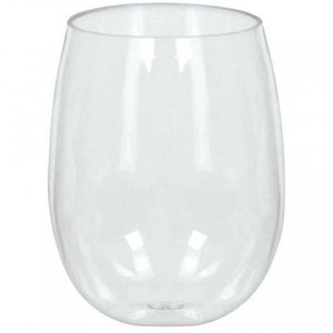 Amscan_OO Tableware - Wine, Cocktail, Champagne, & Glasses Clear Plastic Stemless Wine Glass 354ml 8pk