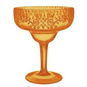 Tableware - Wine, Cocktail, Champagne, & Glasses Fiesta Margarita Glass Burnt Orange Floral Debossed Finish 561ml Each