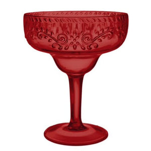 Tableware - Wine, Cocktail, Champagne, & Glasses Fiesta Margarita Glass Dark Red Floral Debossed Finish 561ml Each