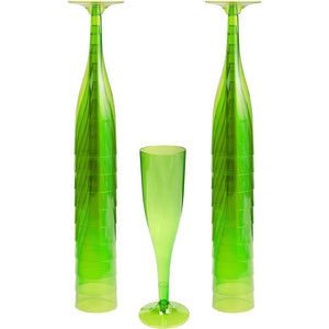 Amscan_OO Tableware - Wine, Cocktail, Champagne, & Glasses Kiwi Plastic Champagne Flutes 162ml 18pk