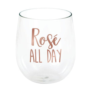 Amscan_OO Tableware - Wine, Cocktail, Champagne, & Glasses Rose All Day Stemless Wine Glass 414ml Each